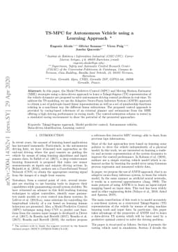 TS-MPC for Autonomous Vehicle using a Learning Approach