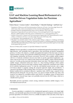 UAV and Machine Learning Based Refinement of a Satellite-Driven
  Vegetation Index for Precision Agriculture