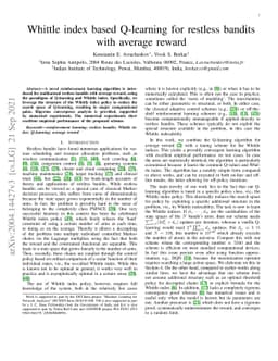 Whittle index based Q-learning for restless bandits with average reward