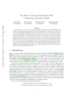 The Effect of Natural Distribution Shift on Question Answering Models