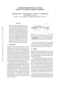 Simulated Multiple Reference Training Improves Low-Resource Machine
  Translation