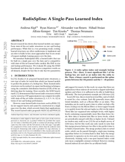 RadixSpline: A Single-Pass Learned Index