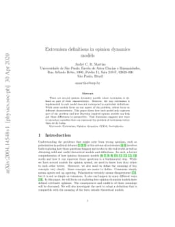 Extremism definitions in opinion dynamics models