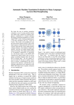 Automatic Machine Translation Evaluation in Many Languages via Zero-Shot
  Paraphrasing