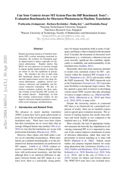 Can Your Context-Aware MT System Pass the DiP Benchmark Tests? :
  Evaluation Benchmarks for Discourse Phenomena in Machine Translation