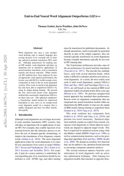 End-to-End Neural Word Alignment Outperforms GIZA++