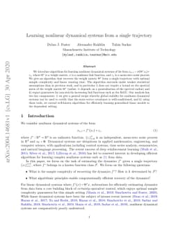 Learning nonlinear dynamical systems from a single trajectory