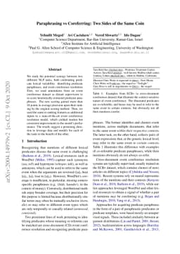 Paraphrasing vs Coreferring: Two Sides of the Same Coin