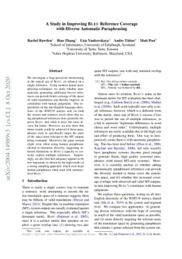A Study in Improving BLEU Reference Coverage with Diverse Automatic
  Paraphrasing
