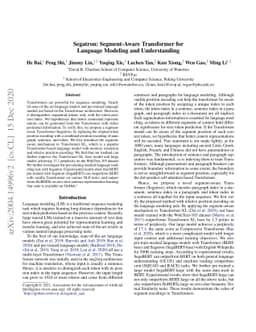 Segatron: Segment-Aware Transformer for Language Modeling and
  Understanding