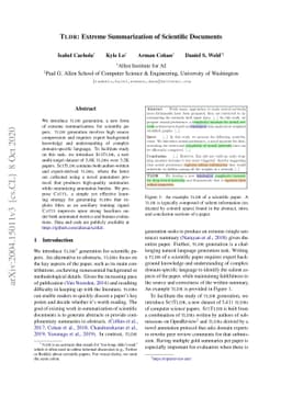 TLDR: Extreme Summarization of Scientific Documents