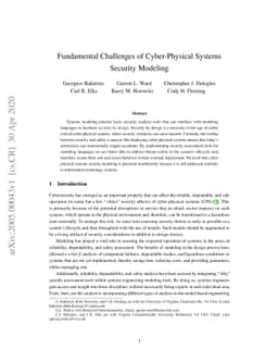 Fundamental Challenges of Cyber-Physical Systems Security Modeling