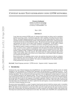 Context based Text-generation using LSTM networks
