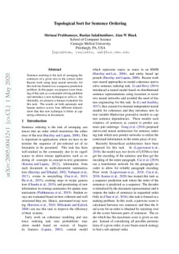 Topological Sort for Sentence Ordering
