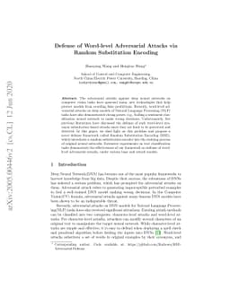 Defense of Word-level Adversarial Attacks via Random Substitution
  Encoding
