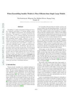 When Ensembling Smaller Models is More Efficient than Single Large
  Models