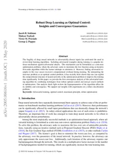 Robust Deep Learning as Optimal Control: Insights and Convergence
  Guarantees