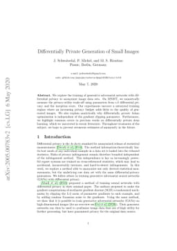 Differentially Private Generation of Small Images