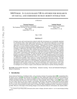 SIGVerse: A cloud-based VR platform for research on social and embodied
  human-robot interaction