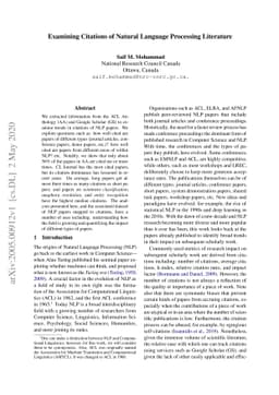 Examining Citations of Natural Language Processing Literature