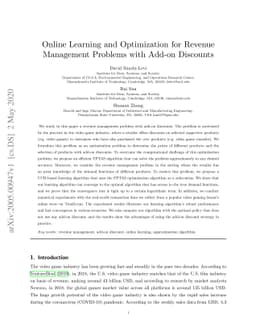 Online Learning and Optimization for Revenue Management Problems with
  Add-on Discounts