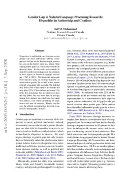 Gender Gap in Natural Language Processing Research: Disparities in
  Authorship and Citations