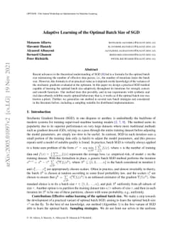 Adaptive Learning of the Optimal Batch Size of SGD