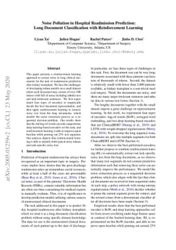 Noise Pollution in Hospital Readmission Prediction: Long Document
  Classification with Reinforcement Learning