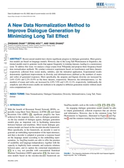 A New Data Normalization Method to Improve Dialogue Generation by
  Minimizing Long Tail Effect