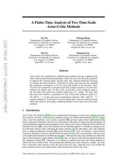 A Finite Time Analysis of Two Time-Scale Actor Critic Methods