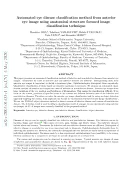 Automated eye disease classification method from anterior eye image
  using anatomical structure focused image classification technique