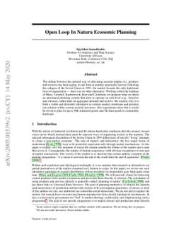 Open Loop In Natura Economic Planning