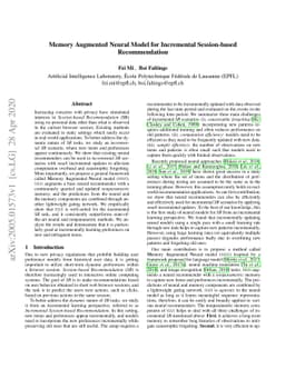 Memory Augmented Neural Model for Incremental Session-based
  Recommendation