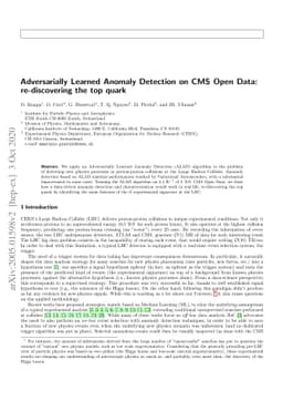 Adversarially Learned Anomaly Detection on CMS Open Data: re-discovering
  the top quark