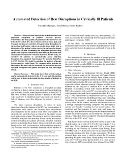 Automated Detection of Rest Disruptions in Critically Ill Patients