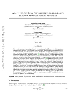 Adaptive Low-Rank Factorization to regularize shallow and deep neural
  networks