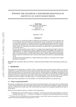 Finding the maximum-a-posteriori behaviour of agents in an agent-based
  model