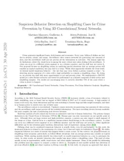 Suspicious Behavior Detection on Shoplifting Cases for Crime Prevention
  by Using 3D Convolutional Neural Networks