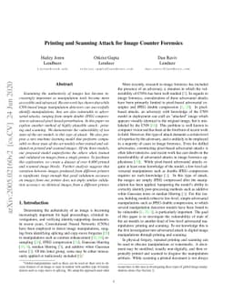 Printing and Scanning Attack for Image Counter Forensics