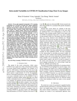 Intra-model Variability in COVID-19 Classification Using Chest X-ray
  Images