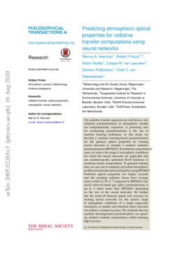 Predicting atmospheric optical properties for radiative transfer
  computations using neural networks