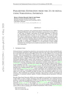 Parameters Estimation from the 21 cm signal using Variational Inference