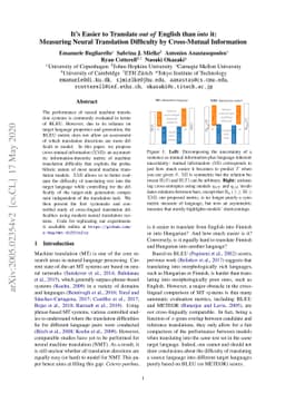 It's Easier to Translate out of English than into it: Measuring Neural
  Translation Difficulty by Cross-Mutual Information