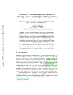 Automated Personalized Feedback Improves Learning Gains in an
  Intelligent Tutoring System