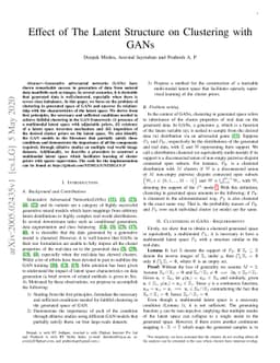 Effect of The Latent Structure on Clustering with GANs