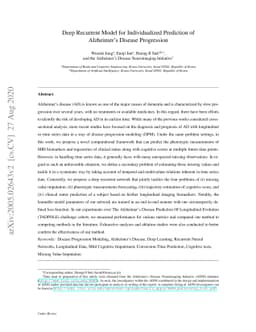 Deep Recurrent Model for Individualized Prediction of Alzheimer's
  Disease Progression