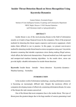 Insider Threat Detection Based on Stress Recognition Using Keystroke
  Dynamics