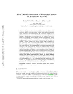 GraCIAS: Grassmannian of Corrupted Images for Adversarial Security