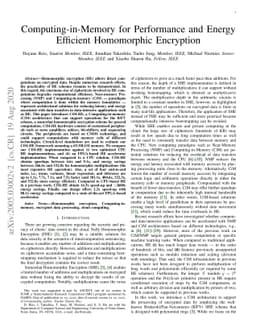 Computing-in-Memory for Performance and Energy Efficient Homomorphic
  Encryption