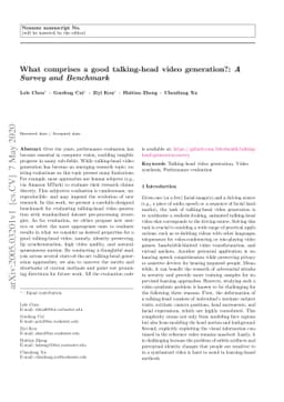 What comprises a good talking-head video generation?: A Survey and
  Benchmark